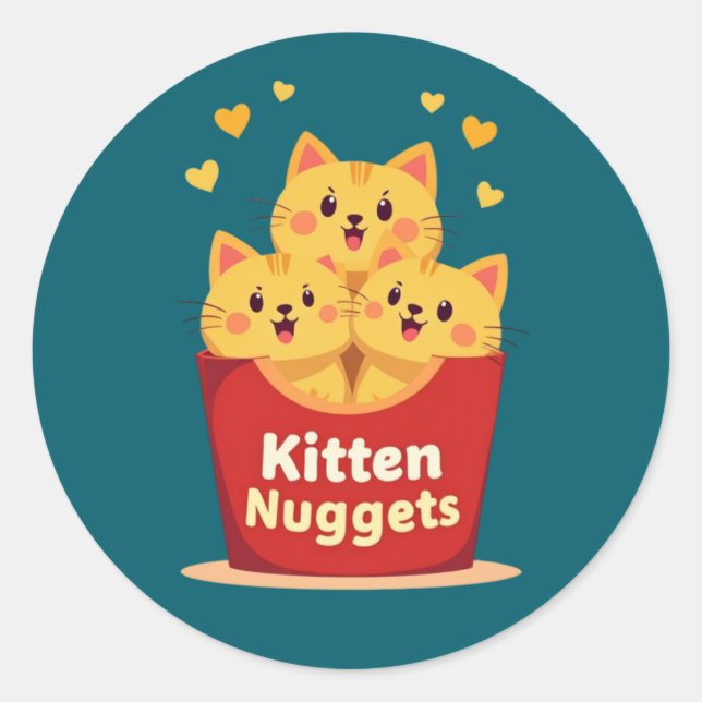 Sticker Rond Kitten Nuggets – 100% Cute, Zero Chicken (Devant)