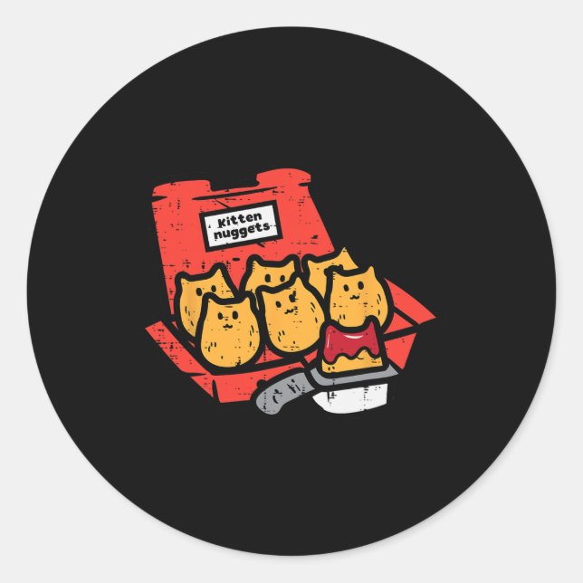 Sticker Rond Kitten Nuggets Cute Restauration Rapide Nourriture (Devant)