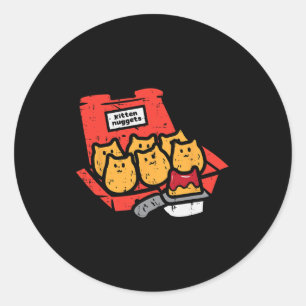 Sticker Rond Kitten Nuggets Cute Restauration Rapide Nourriture