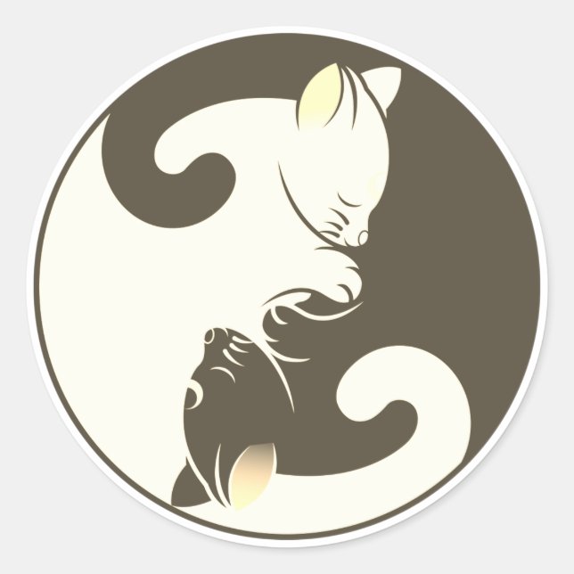 Sticker Rond Kitty Cat Yin Yang | BROWN (Devant)