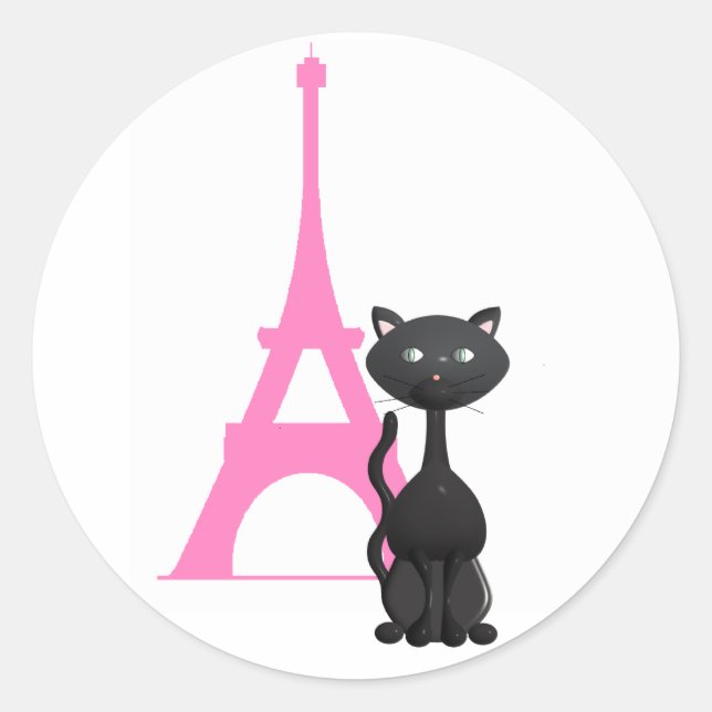 Sticker Rond Kitty en vacances à Paris (Devant)