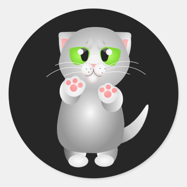 Sticker Rond Kitty - Grey Shorthair (Devant)