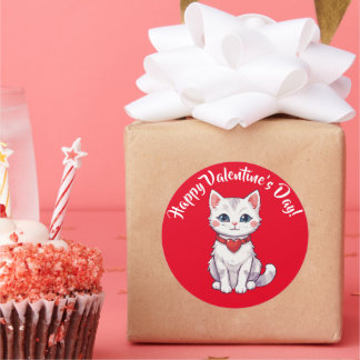 Sticker Rond Kitty pour la Saint-Valentin