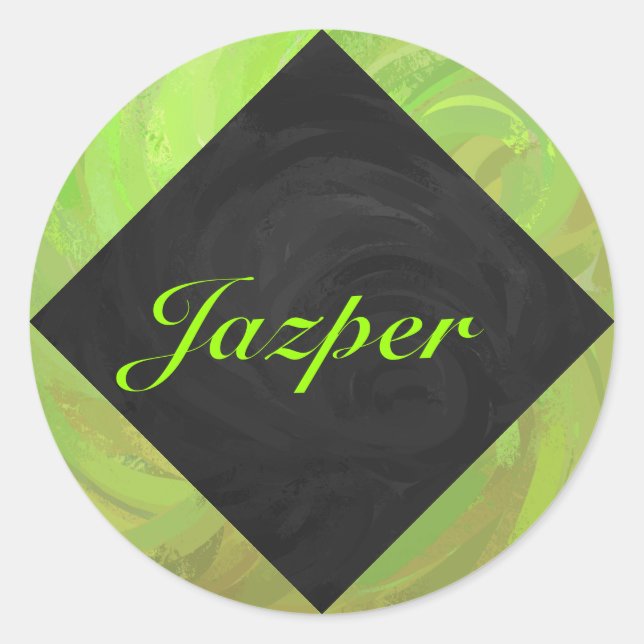 Sticker Rond Kiwi Bash Vert et noir Monogramme (Devant)