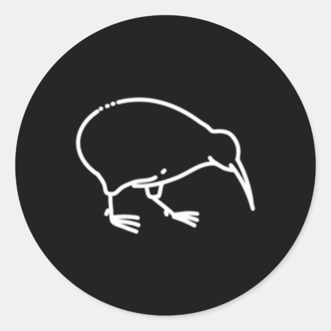 Sticker Rond Kiwi Bird Badge Patch Line Icon Nouvelle-Zélande (Devant)