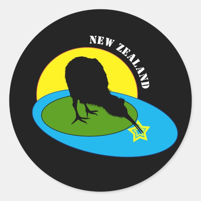 Sticker Rond Kiwi - New Zealand Bird & Bro Fashion (Voyage) (Devant)