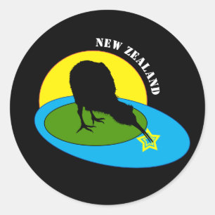 Sticker Rond Kiwi - New Zealand Bird & Bro Fashion (Voyage)