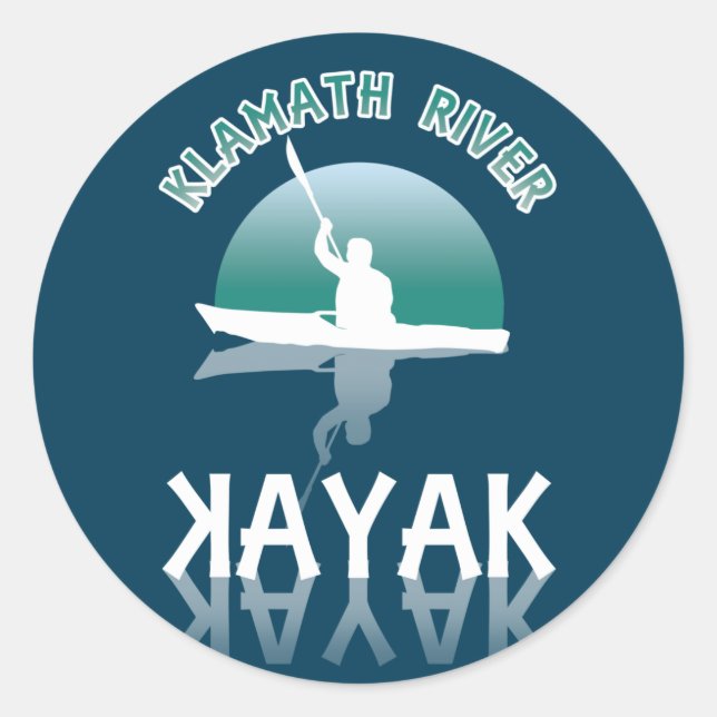 Sticker Rond Klamath River California - Kayak (Devant)