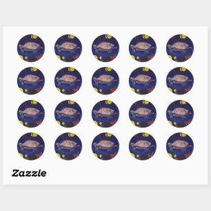 Sticker Rond Klee - Autour du poisson,