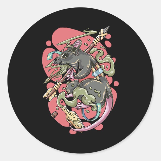 Sticker Rond Knight Rat (Devant)