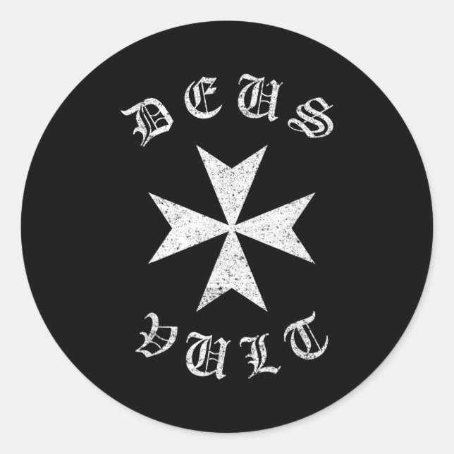 Sticker Rond Knights Hostaller Maltese Catholic Christian Deus  (Devant)