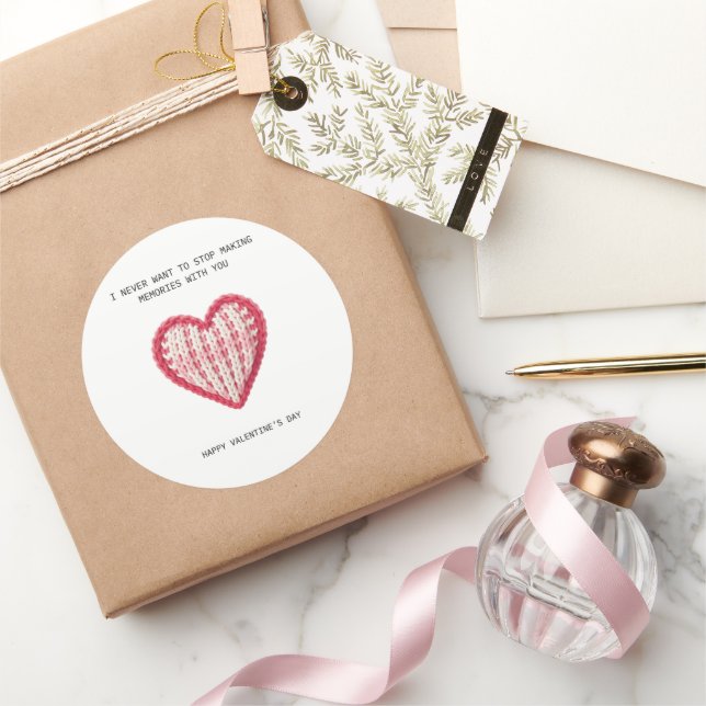 Sticker Rond Knit heart valentines day (Cadeaux)