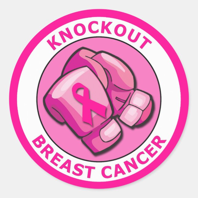 STICKER ROND KNOCKOUT CANCER DU SEIN (Devant)