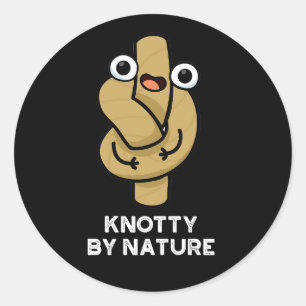 Sticker Rond Knoty By Nature Funny Knot Pun Dark BG