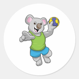 Sticker Rond Koala avec Handball Sports