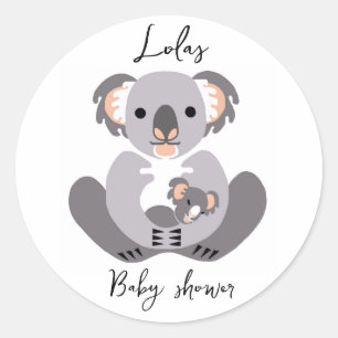 Sticker Rond KOALA - Baby shower - Animaux personnalisés
