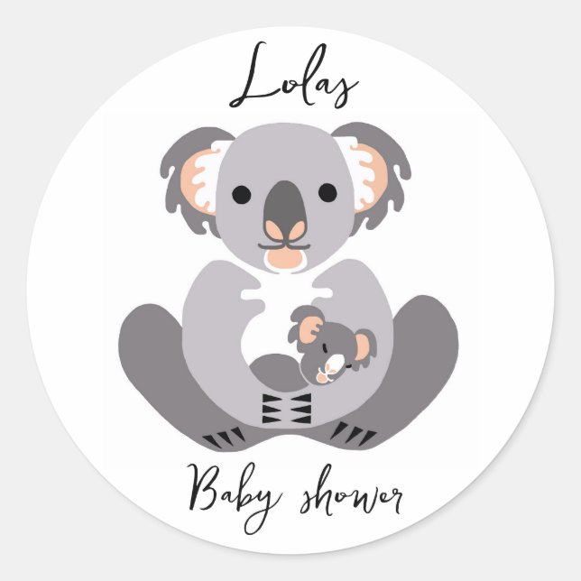 Sticker Rond KOALA - Baby shower - Animaux personnalisés (Devant)