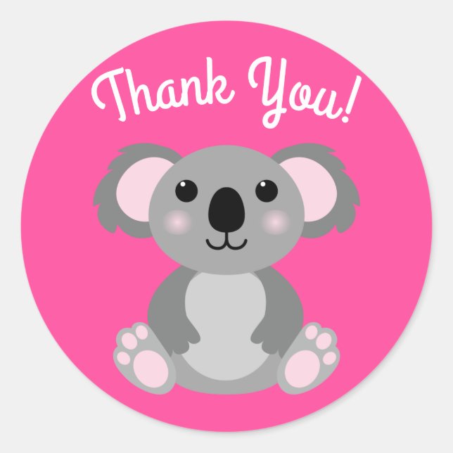 Sticker Rond Koala Bear Cute Kid Anniversaire Merci (Devant)