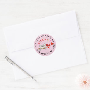 Sticker Rond Koala Bear Valentines Day Hearts Adresse de retour