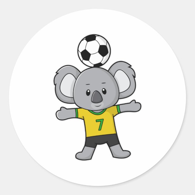 Sticker Rond Koala comme joueur de football avec balle de footb (Devant)