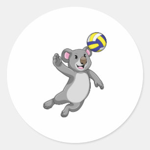 Sticker Rond Koala comme joueur de volleyball avec volleyball