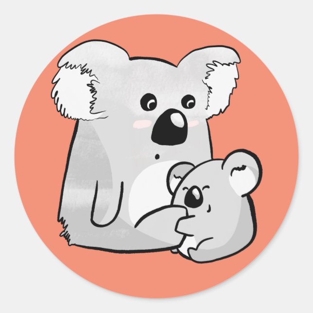 Sticker Rond Koala et Baby (Devant)