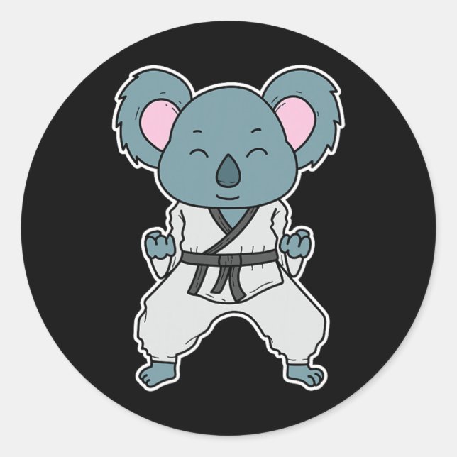 Sticker Rond Koala fait du karaté  (Devant)