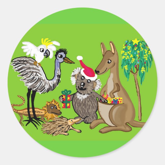 Sticker Rond koala griffes père Noël (Devant)