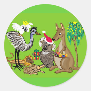 Sticker Rond koala griffes père Noël