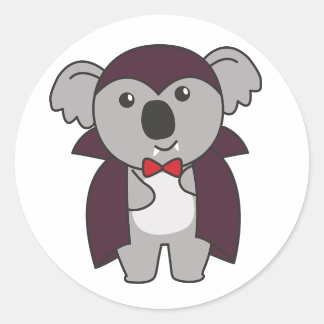 Sticker Rond Koala Halloween Cute Devil Kids Vampire Costume Cl (Devant)