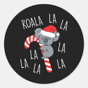 Sticker Rond Koala La La - Aussie Xmas Pun drôle Australien