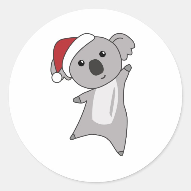 Sticker Rond Koala Noël Neige Animaux d'hiver Koalas (Devant)