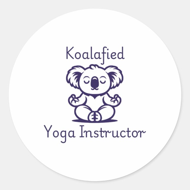 Sticker Rond Koalafied Yoga Teacher, Cute Meditating Koala Bear (Devant)