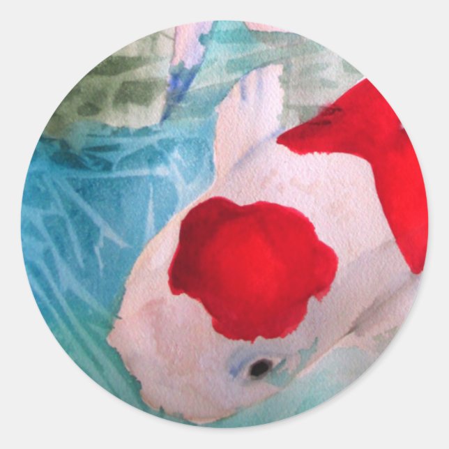 Sticker Rond Kohaku Koi 2 Poissons japonais (Devant)