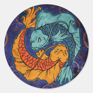 Sticker Rond Koi Fish