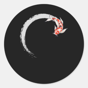 Sticker Rond Koi Japonais Enso Poisson Carpe Cercle