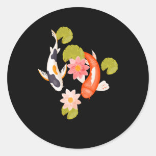 Sticker Rond Koi Poisson Eau Lily Japonaise Pêche à la Carpe