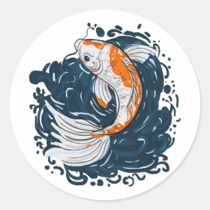 Sticker Rond Koi Poisson maître de courbure