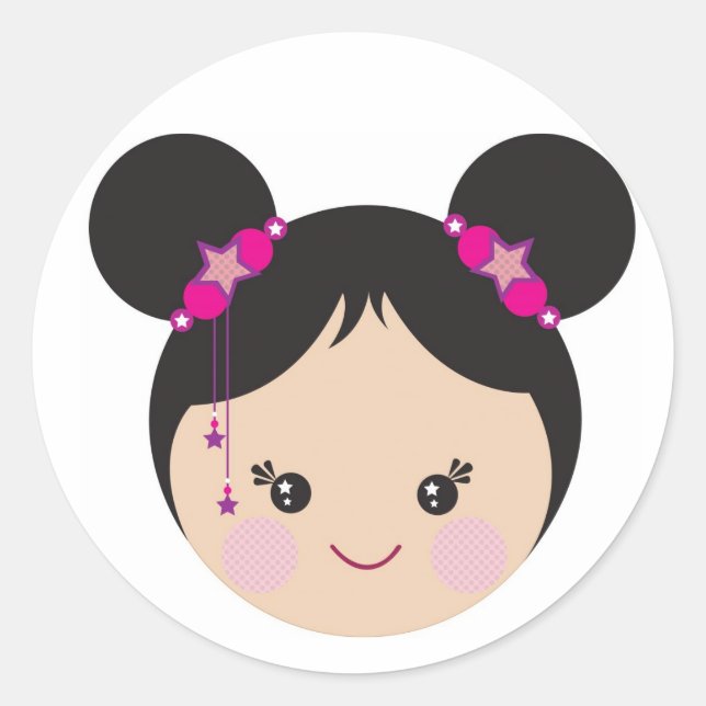 Sticker Rond Kokeshi avec des armes (Devant)