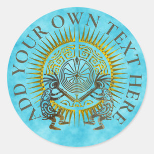 Sticker Rond Kokopelli Duo - Homme Dans Le Maze - Soleil 1