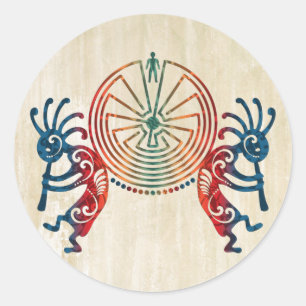Sticker Rond KOKOPELLI/HOMME DANS LE LABYRINTHE + vos idées