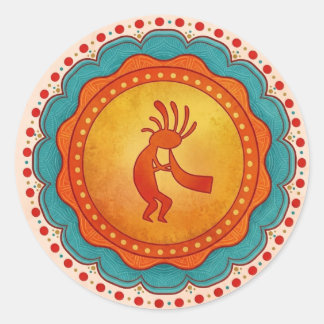 Sticker Rond Kokopelli Inspiré du Sud-Ouest