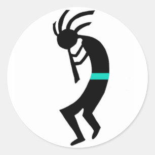 Sticker Rond Kokopelli — Joueur de Flûte amérindienne