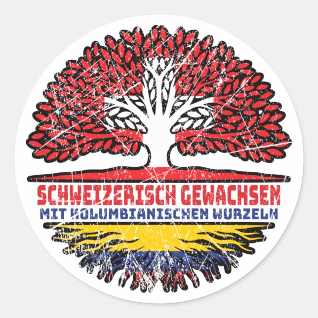 Sticker Rond Kolumbien Kolumbianisch Schweizer Schweiz Baum (Devant)