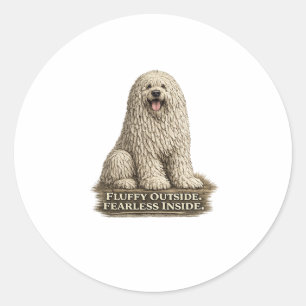 Sticker Rond Komondor – Fourrure extérieure intrépide à l'intér