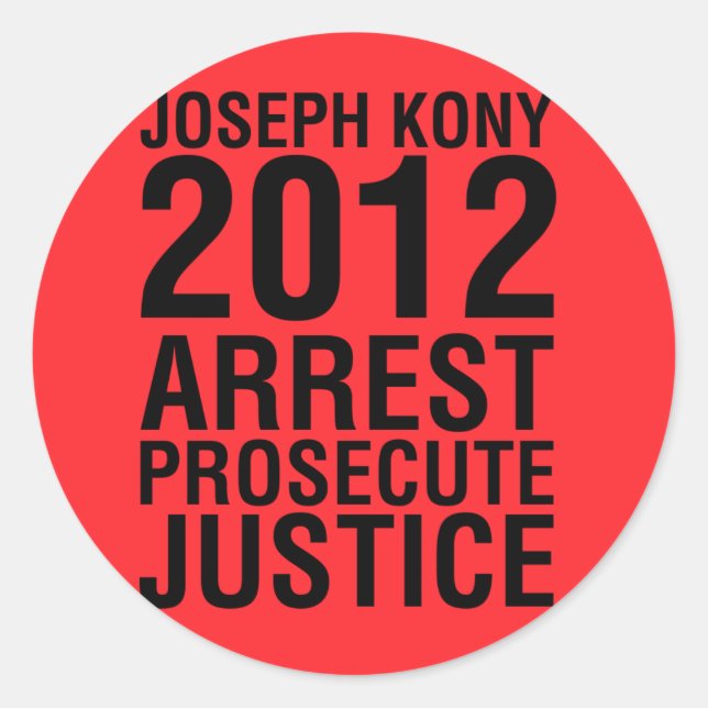 Sticker Rond Kony2012 Arrestation Poursuivre Justice rond autoc (Devant)