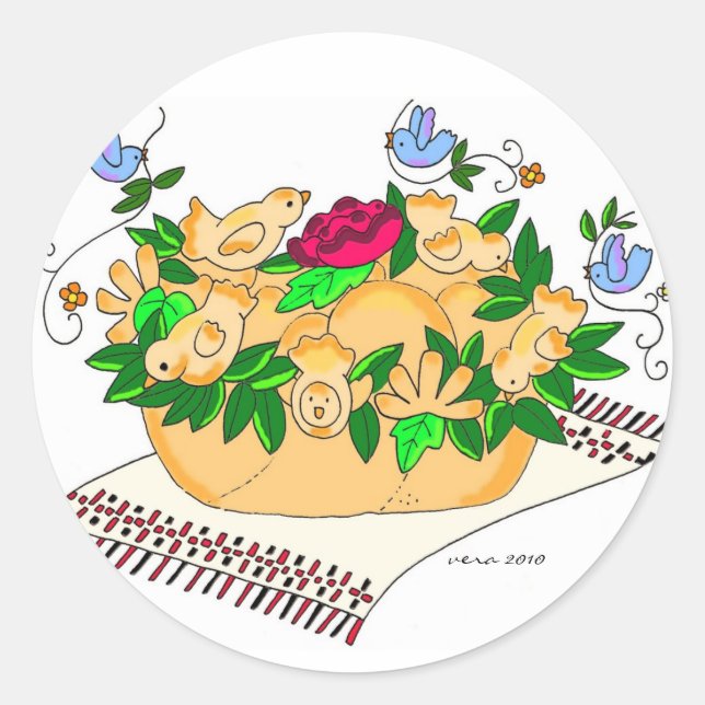 Sticker Rond Korovai pour un Mariage ukrainien (Devant)