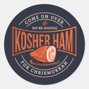 Sticker Rond Kosher Ham pour Chrismukkah Hanoukka