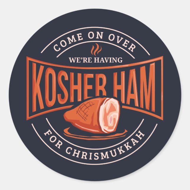 Sticker Rond Kosher Ham pour Chrismukkah Hanoukka (Devant)