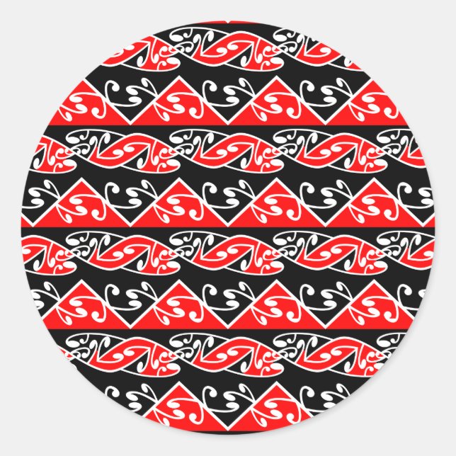 Sticker Rond Kowhaiwhai traditionnel Maori Koru Motif (Devant)